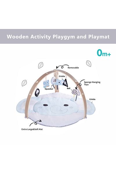 Factory Price - Nyra Wooden Activity Play Gym With Removable Plush Toys - Elephant