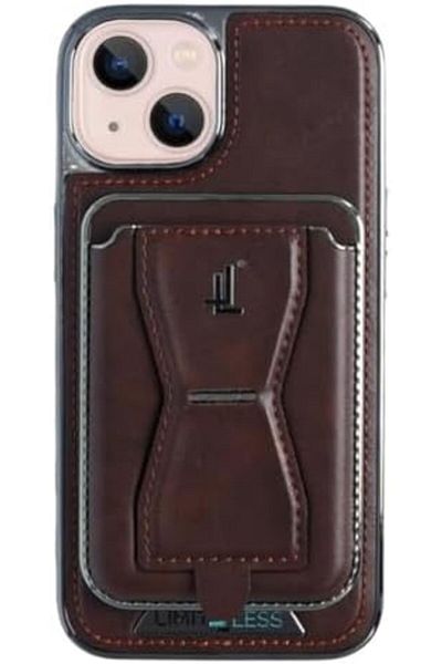 Limitless Leather Case for iPhone 15 with Detachable Card Holder and Stand, Back Protector Slim Fit,