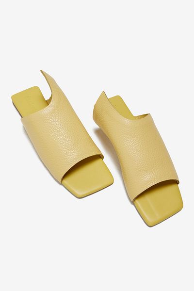 Seniorah Yellow Real Leather Women's Slippers