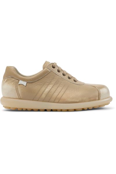 CAMPER Women's Beige Genuine Leather Sneakers Soft Sole Lightweight Hook And Loop Pelotas