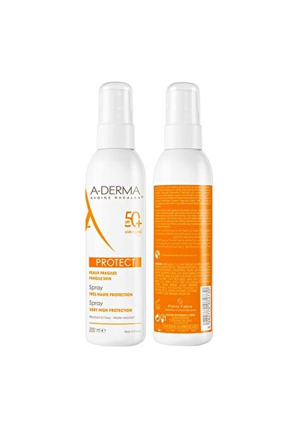 A-DERMA , Invisible Sun Protection Fluid Spf50 , 40ml Spray Spf50 , 200ml After Sun Lotion 250ml