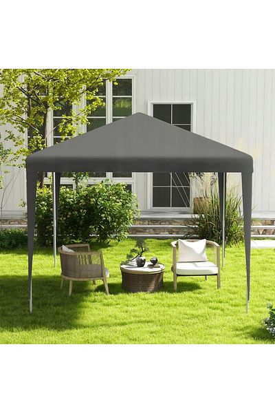 zola Garden pavilion/tent, 3 x 3 x 1.9 m, waterproof, steel frame, polyethylene, dark grey