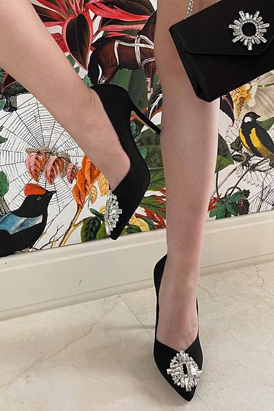 Bambi Pantofi clasici cu toc pentru femei negru mat K 01189125538