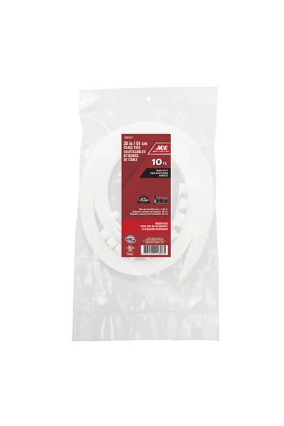 ACE Polypropylene Cable Tie Pack (91.44 cm, 10 Pc., White)