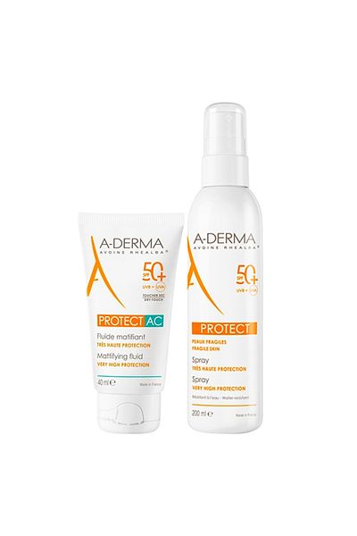 A-DERMA , Protect Ac Spf 50 Mattifying Sunscreen Fluid 40ml Protect Spf 50 Sunscreen Spray 200ml