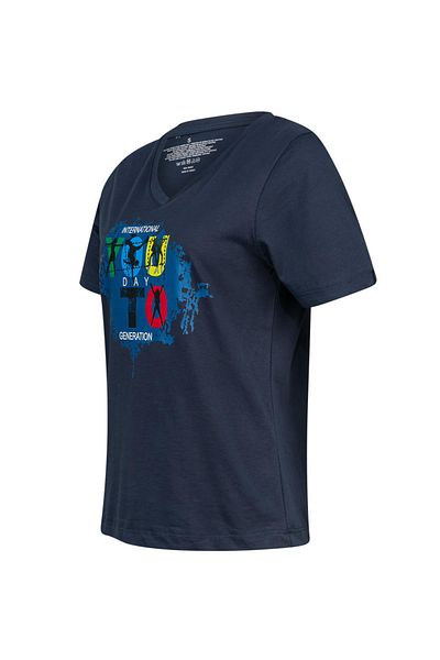 2AS Tricou pentru femei cu decolteu în V cu imprimeu Alone 403