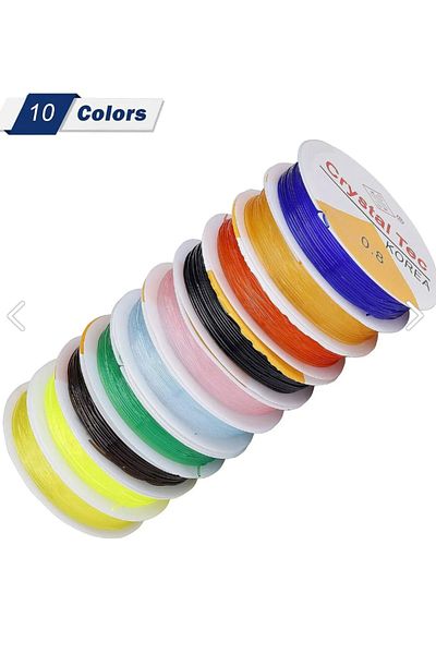 Prestij Boncuk 10 bucăți de sfoară flexibilă colorată de 0,6 mm, brățară elastică și sfoară pentru bijuterii