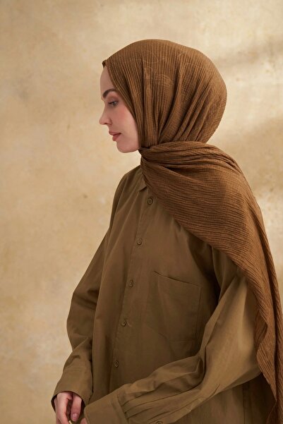 ARMANDA Σάλι με μοτίβο μουσελίνας 3351-695 Dark Oil Green