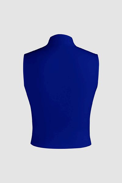 World Fashion Trends 6071 Αμάνικη μπλούζα με κορδόνι μπλε Crop
