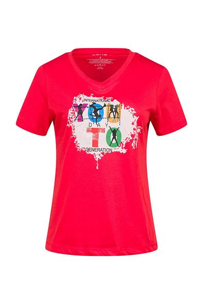 2AS Tricou pentru femei cu decolteu în V cu imprimeu Alone 403