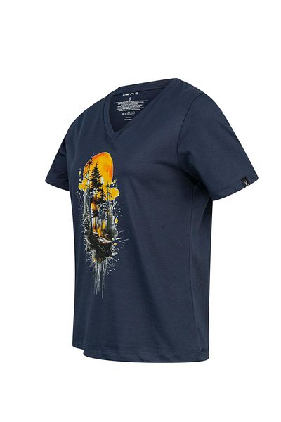 2AS Tricou pentru femei cu decolteu în V cu imprimeu Alone 413