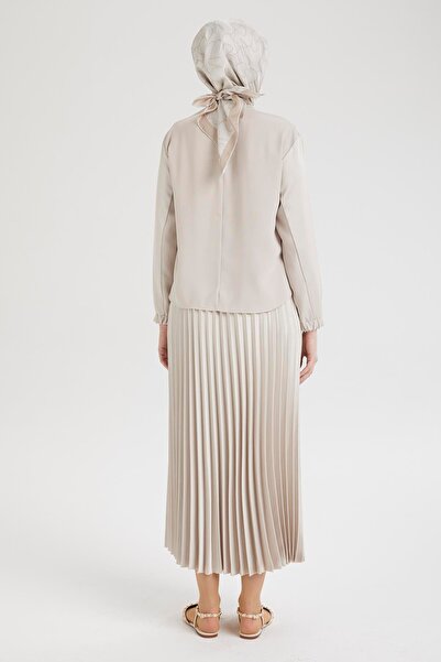 Armine TREND Armi̇ne Trend Pleated Double Suit with Elastic Sleeves - Beige 25Yt643