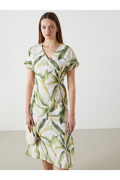 LC Waikiki Νέα σεζόν V Neck Floral Γυναικείο Φόρεμα - S5LN18Z8