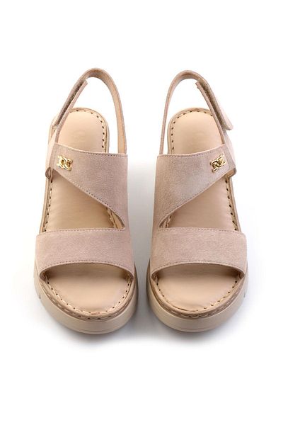 Bambi Beige Leather Women's Sandals K05299112702