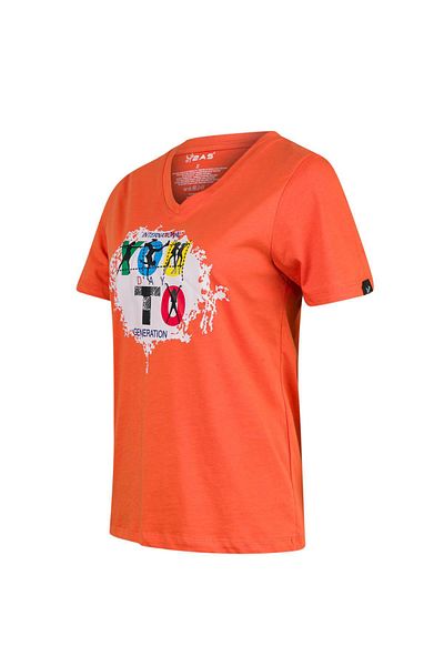 2AS Tricou pentru femei cu decolteu în V cu imprimeu Alone 403