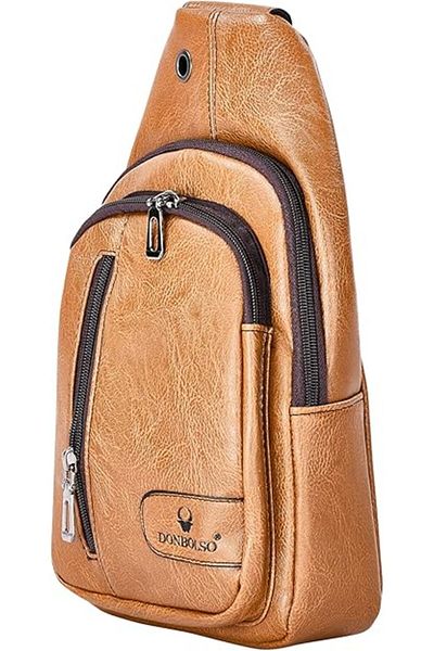 DONBOLSO Unisex crossbody bag, shoulder or hand bag made of leather, 3 compartments, 30 X 16 X 10 cm, Brown
