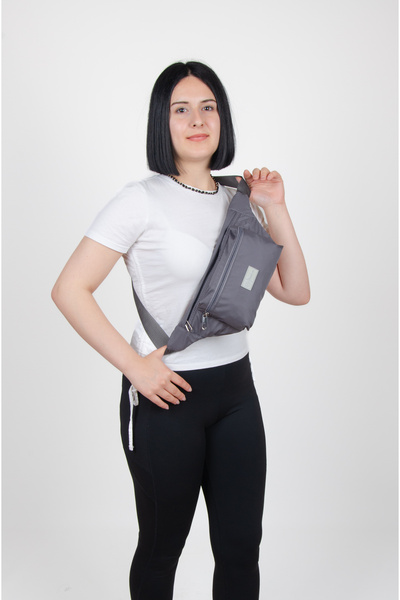 KAFF Gri Suya Dayanıklı Kumaş Unisex Bodybag Çapraz Omuz Çantası -1045