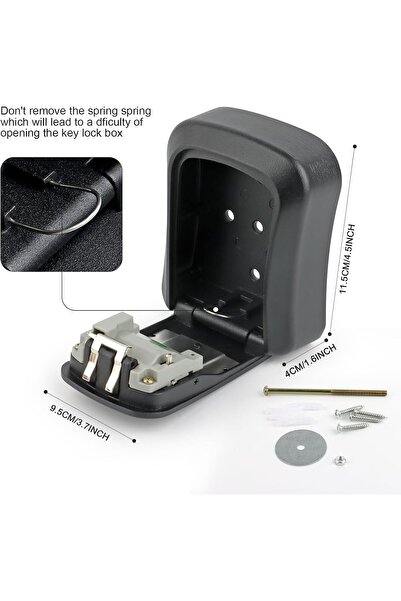 zola Χρηματοκιβώτιο με κλειδί, με συνδυασμό, αδιάβροχο, επιτοίχιο, πλαστικό, 11,7x9,5x4 cm, μαύρο