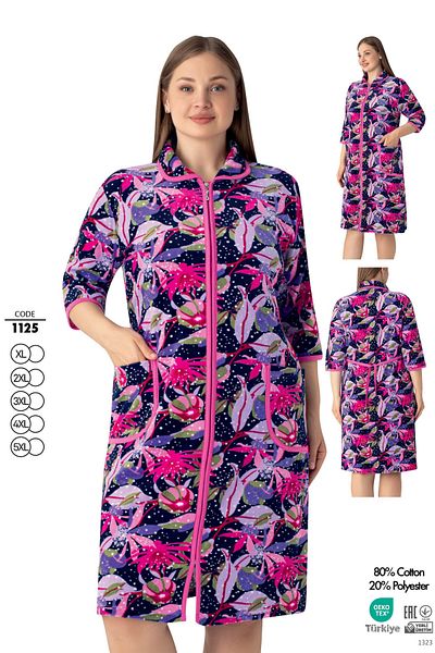 ROMEO LİFE Women's Plus Size Cotton Blend Velvet Zipper Dress 1125