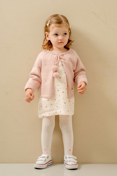 JNF kids Pompom Knitwear Vest Dress (with Pantyhose Gift)