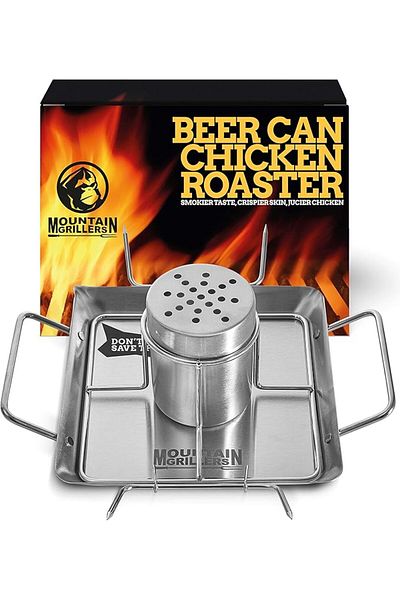 MOUNTAIN GRILLERS Accesoriu pentru grătar, doză de bere pentru pui la grătar, cu 4 frigărui de legume