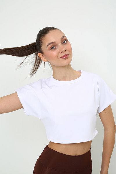 OPENDO Tricou Crop cu mânecă liliac