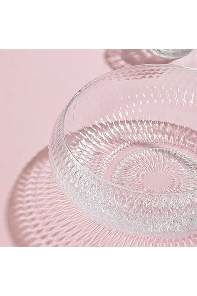Nesnel Gift Rustic Salad Bowl - Large Size 26 cm Glass Salad Fruit Pasta Presentation Bowl - Handmade