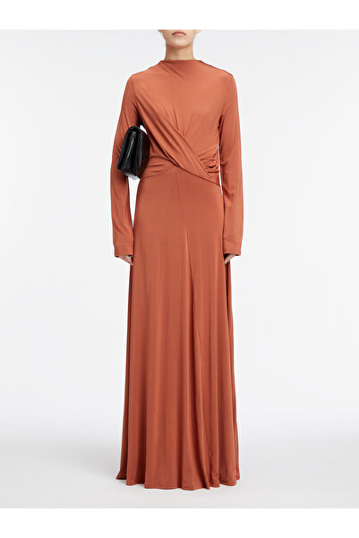 Calvin Klein Women Maple Syrup Jersey Twist Waist Maxi Dress