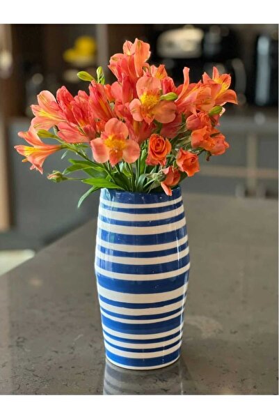 MeGgDecor Lacivert Line Art Vazo