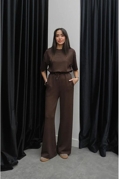 Patreon Brown Women's Modal Fabric Short Sleeve Tracksuit Set