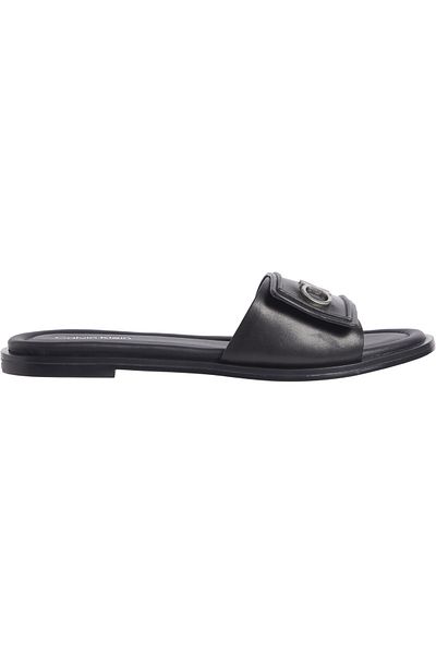 Calvin Klein Calvin Klein Women Black Flat Slide Relock Heel Sandals