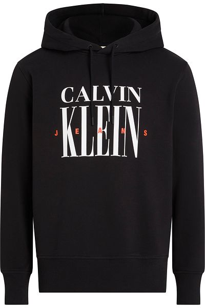 Calvin Klein Men Black Serif Font Graphic Hoodie