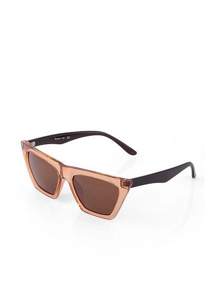 Ferrucci Brand Model Women's Sunglasses with Brown Glass with Transparent Bronze Cat Eye Frame