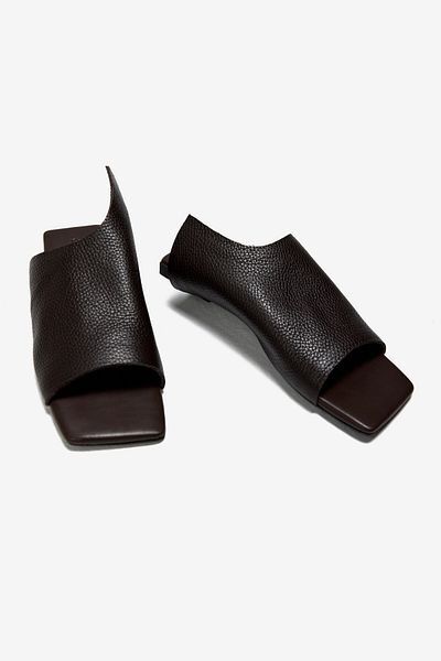 Seniorah Brown Real Leather Women's Slippers
