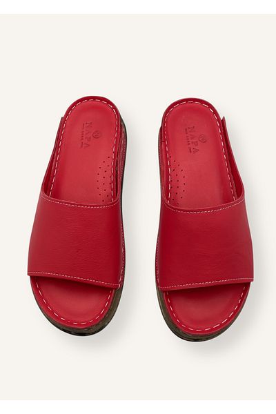 N Napa Shoe Red Color Orthopedic Sole Genuine Leather Women's Slippers