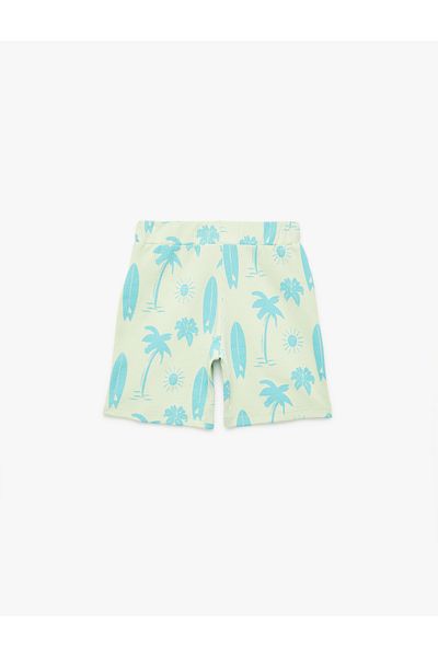 Koton Pantaloni scurți Bermuda cu talie normală din bumbac cu tematică Surfing