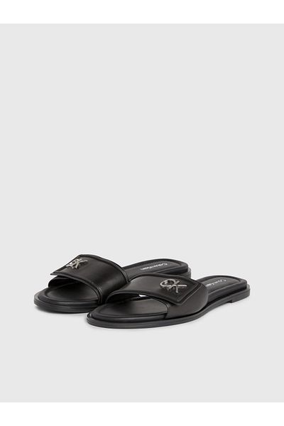 Calvin Klein Calvin Klein Women Black Flat Slide Relock Heel Sandals