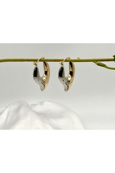 Lunays Jevelry Love Dangle Model Women's Earrings Gold Silver Double Color