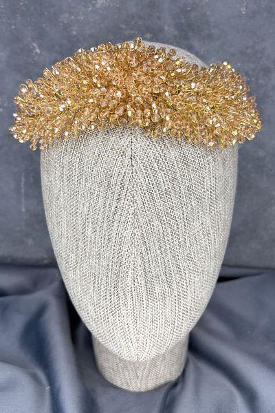 Hayalperest boncuk Diamira Beaded Dense Bridal Hair Accessory Champagne