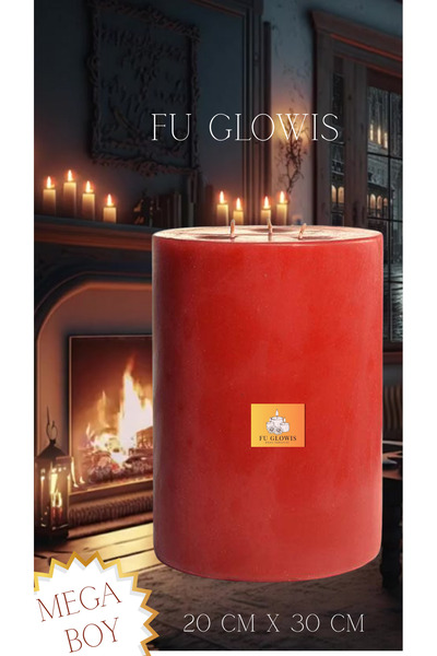 FU GLOWIS Mega Boy - Müthiş Dekoratif Silindir Mum | 20 x 30 cm | Özel Seri |...