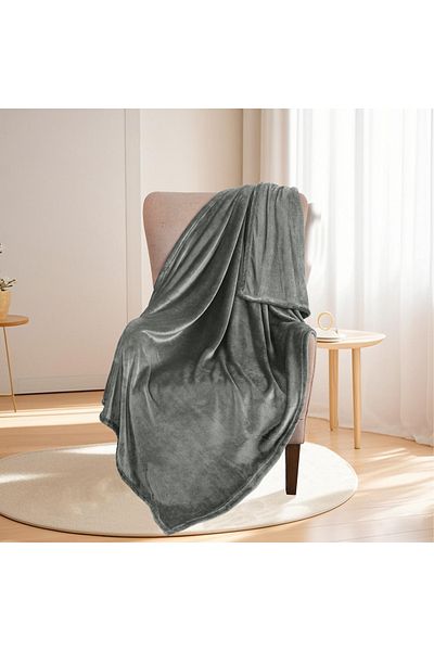 Dormitio Dense flannel blanket, 150x200 cm, 100% polyester, 210gsm, Grey