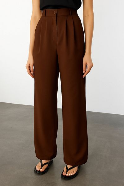 GENIUS STORE Pantaloni Palazzo cu talie înaltă din țesătură plisată pentru femei PANTALONI-002