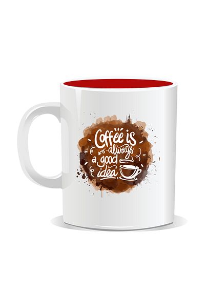 OEM Personalized coffee mug, Coffee is always a good idea - Red interior