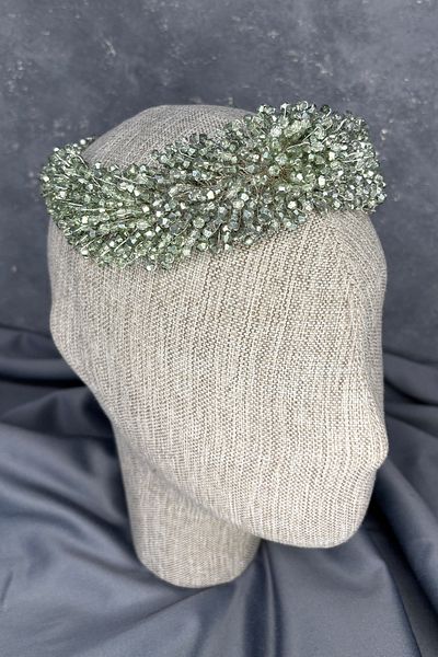 Hayalperest boncuk Accesoriu pentru păr de mireasă dens cu mărgele Diamira Gri Verde
