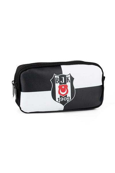 Beşiktaş Beşiktaş Επίσημη Αδειοδότηση με φερμουάρ δύο θέσεων BJK 1903 Μοτίβο λογότυπου από συνθετικό δέρμα μολυβοθήκη 25363