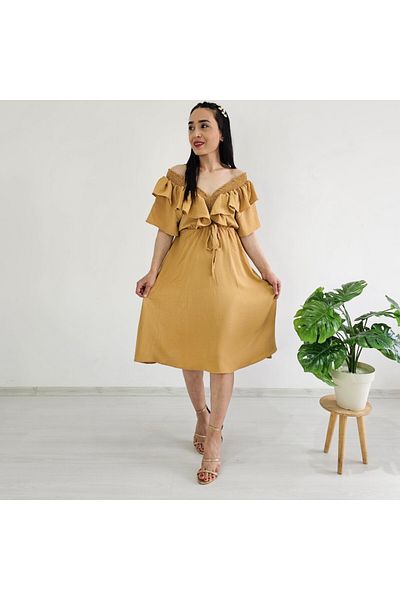 6 butik altı üstü butik Ruffle Detail Dress
