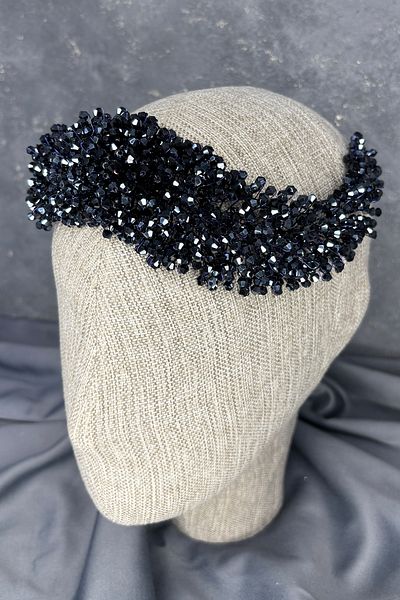 Hayalperest boncuk Diamira Beaded Dense Bridal Hair Accessory Navy Blue