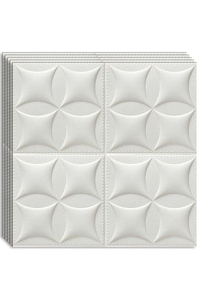HOZRO Set 20 x Tapet 3D autoadeziv HOZRO, Model abstract, pentru pereti si tavan, Alb 12