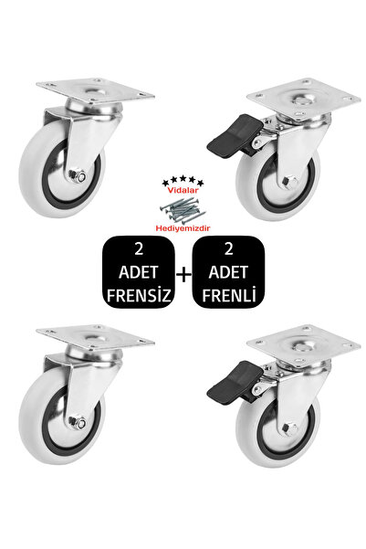 EYMHOME Teker Mobilya Büro Masa Sehpa Ofis Tekeri Döner Tablalı Frenli 75*25m...