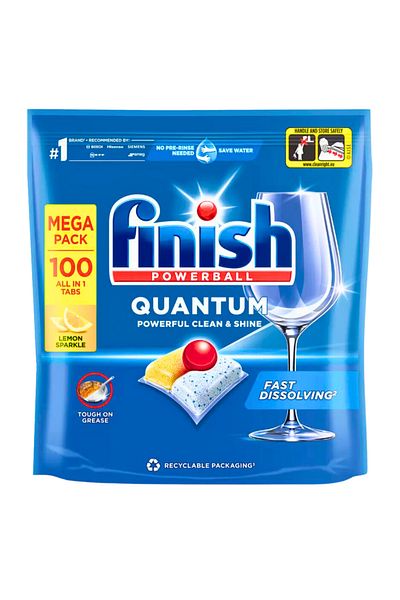 Finish Quantum All In One Lemon 100pcs Dishwasher Capsules.